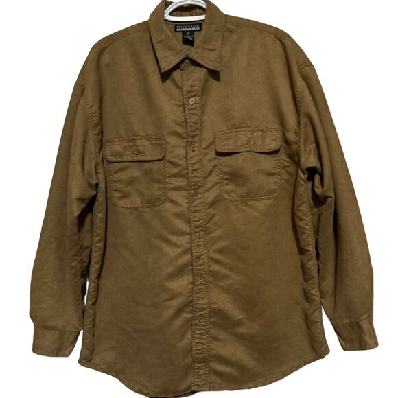 Montage‎ Collection Men's Light Brown Long Sleeve Button Front Faux Suede Size L - Picture 1 of 5